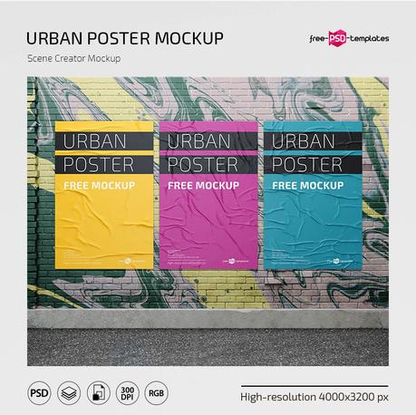 Free PSD Urban Poster Mockup Templates