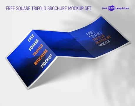 Free Square Tri-fold Brochure Mockup Set