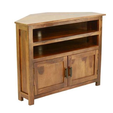 This one, for example, features a classic design perfect for traditional or coastal aesthetics. Farmhouse Solid Wood Corner TV Media Stand