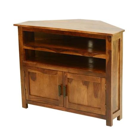 Solid wood television stands stylish and durable tv stands to match your home decor and budget our selection of television stands includes traditional stands, corner stands, and entertainment consoles in a variety of sizes and styles. Farmhouse Solid Wood Corner TV Media Stand