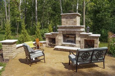 Simple and casual fireplace design. Outdoor Fireplace Landscaping Design in Appleton, WI