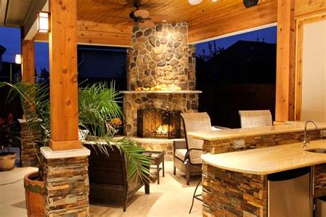 How to build an outdoor fireplace step by guide. Patio Cover With Fireplace & Kitchen In Firethorne - Texas ...