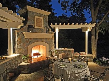 Patio heaters extend the outside season. Beautiful Outdoor Fireplace and Patio - Yelp