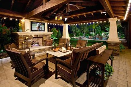 Design your patio to showcase your outdoor fireplace beside your pool for that old fire & water contrast. Fireplaces