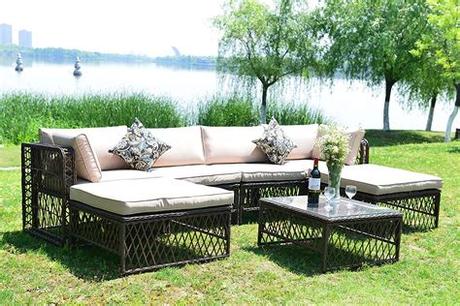 1950s style metal lawn furniture. Outdoor Patio PE Wicker Rattan Sofa Sectional Furniture ...
