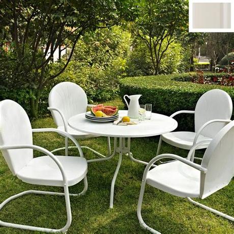 Steel furniture that stands the test of time. Crosley Furniture Griffith 5-Piece White Metal Frame Patio ...