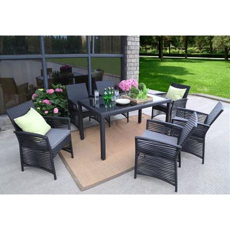 Steel furniture that stands the test of time. Baner Garden H19BL 7 Pieces Outdoor Patio Backyard Steel ...