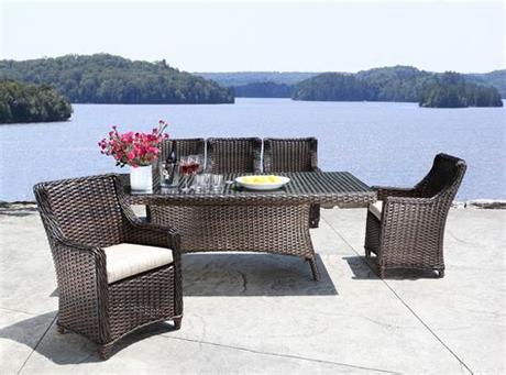 Garden treasures pelham bay set of 6 black metal frame spring motion dining chair(s) with tan sling seat. Outdoor Furniture For Small Spaces Pleasant Idea on ...