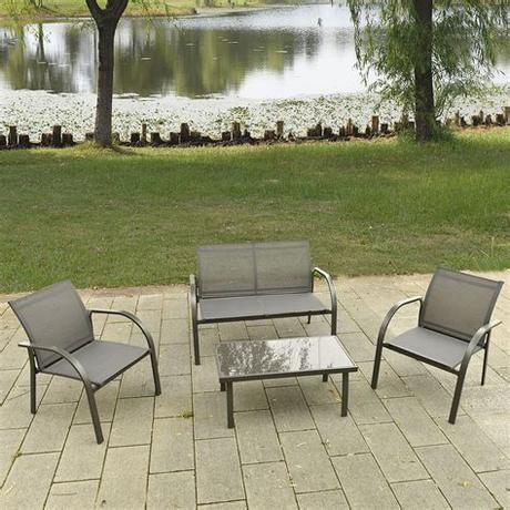 Both steel and aluminum lasts for decades. 4PCS Patio Garden Furniture Set Steel Frame Outdoor Lawn ...