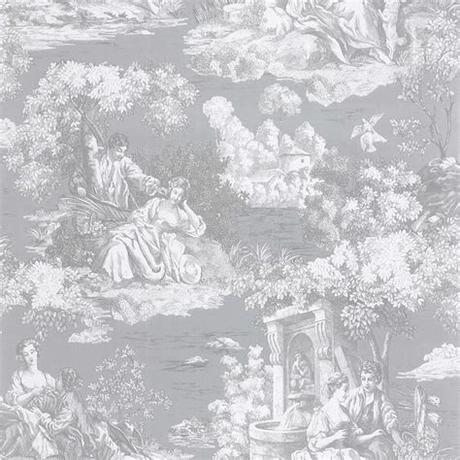 Shop online and save on shipping and taxes. Toile Wallpaper Grey - Wallpaper from I Love Wallpaper UK