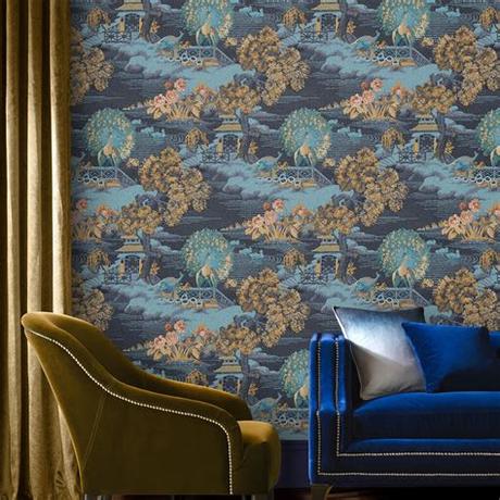 Feel free to send us your own wallpaper and we will consider adding it to appropriate category. Edo Toile Navy Wallpaper - GrahamBrownCA