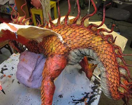 The Year of the Paper Mache Dragon- scales and paint