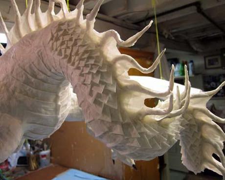 The Year of the Paper Mache Dragon- scales and paint