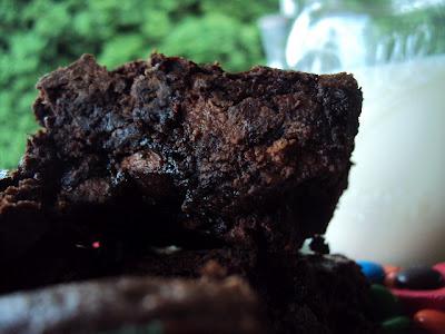 Homemade (fudgy)  M&Ms; Chocolate Brownies