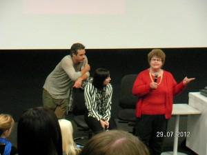 Michael Raymond-James, Lindsey Haun and Charlaine Harris - True Blood convention