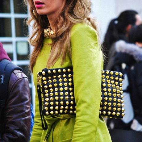 #accessories #fashion #clutch #bag #purse #studdedbag #studdedclutch #studs #gold #black #yellow #style  (Taken with Instagram)