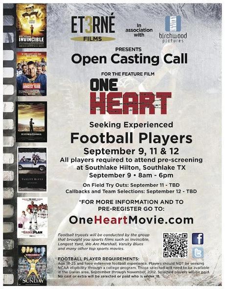 Casting Call: Football players needed for One Heart movie