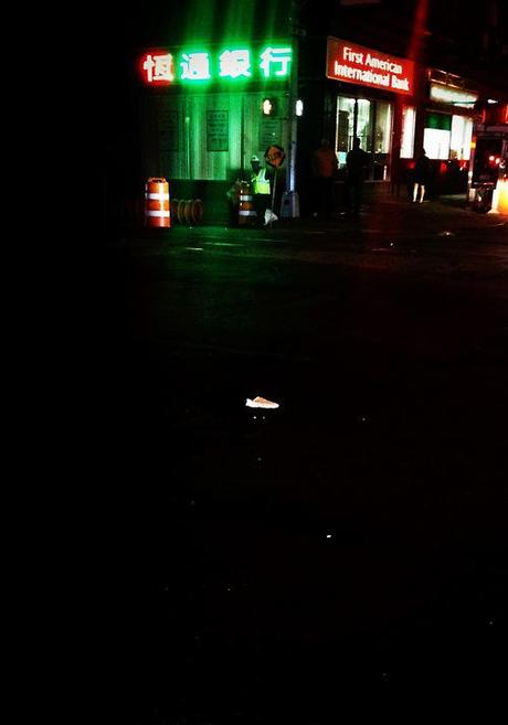 A napkin that looks like a Keds sneaker, on the Bowery, last night.