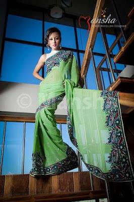 Mansha Grand Sarees Eid Collection  For Ladies 2012