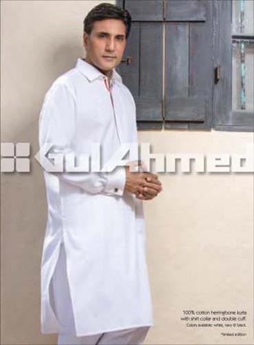 Gul Ahmed Kurta Shalwar Fall Eid Collection 2012 for Men with Sinewy and Veritable Prints