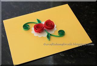 Summer Craft Classes - Spiral roses card  with paper quilling