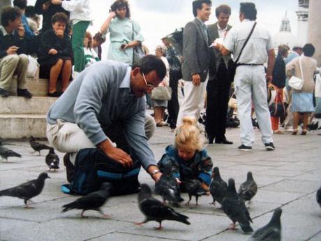 Feeding Pigeons in Square, 1986