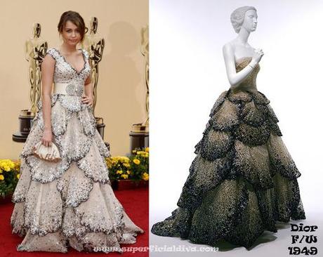 LEFT: Zuhair Murad 2009, RIGHT: Christian Dior 1949
What do you think?
I think it can obviously be argued that the dresses are similar, but we can not say that Murad has exactly coppied the piece, there are many obvious difference in the bodice, colour and even the shape of the petals, which would easily pass the dress through Copy RIght violation laws without a hitch. However there are no such laws when it copes to clothing. One designer can copy clothing designs from another - all too often companies go to court and get the case either thrown out or its the party that commit the sin of copying that wins his case as with Morgan who platanlty coppied a bag which was origonally designed by Velvetine.
As a designer, this is obviously a concern, but in the case of Murad/Dior where can we draw the line between inspiration & platant plagiarism? 
xoxo LLM