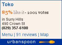 Toko on Urbanspoon