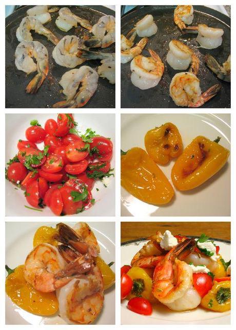 Colossal Prawns with Fennel, Roasted Peppers & Goat Cheese - Assembly Collage