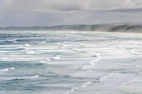 waves and mist over discovery bay