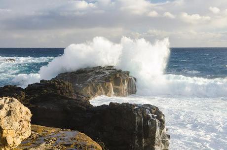 waves breaking near the springs