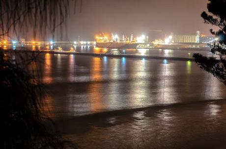 portland docks at night