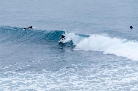 surfers in winter at portland