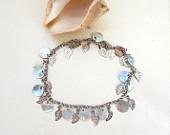 Summer anklet with mother of pearl and leaf - asteriascollection