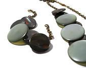 Mother of Pearl Button Necklace and Bracelet  Set - MissOllieWares