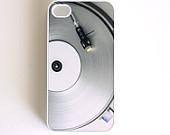 Silver Grey iPhone 4 Cell Phone Case for the Music DJ and Hipster - blueorder