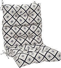 The cushion is 21w x 44l x 4.5t and has 4 sets. Amazon Com Amazon Basics Tufted Outdoor High Back Patio Chair Cushion Black Geo Garden Outdoor