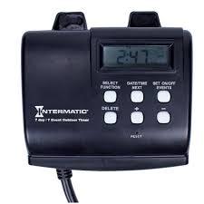 Residential outdoor timers will plug into any outlet. Intermatic 15 Amp 7 Day Outdoor Digital Plug In Timer Black Hb880rd89 The Home Depot