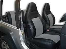 We offer high quality new, oem, aftermarket and remanufactured jeep tj seat cover parts. Amazon Com Iggee Jeep Wrangler 1997 2002 Black Grey Artificial Leather Custom Fit Front And Rear Seat Cover Automotive