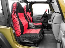 Steel frames and thermoplastic polymer cover is a total weatherproof combination. Jeep Wrangler Front Seat Covers Black Red 87 02 Jeep Wrangler Yj Tj