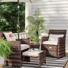 The right set of patio furniture can transform your small outdoor space into a special haven. Halsted 5pc Wicker Patio Seating Set Tan Threshold Target