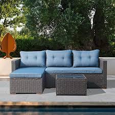 Shop bed bath & beyond for incredible savings on small space patio furniture you won't want to miss. Joivi Patio Conversation Set Pe Wicker Rattan Outdoor Furniture Set 2 Ways Small Sectional Sofa Lounge And Love Seat With Cushions Tempered Glass Coffee Table Dark Blue Pricepulse