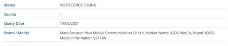 IQOO Neo 3s launch imminent, spotted on TENAA and IMEI database