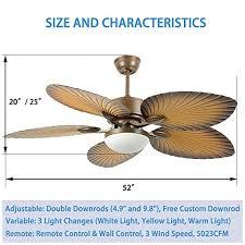 Outfitted with aesthetically appealing parts, emerson ceiling fan with led light is our recommendation for people looking for a flush mount ceiling fans. Andersonlight 52 Inches Tropical Ceiling Fan Remote Indoor Outdoor Fan Light 5 Abs Palm Blades And Light Kit For Living Room Bedroom Dining Room Fan Chandelier Beachfront Decor