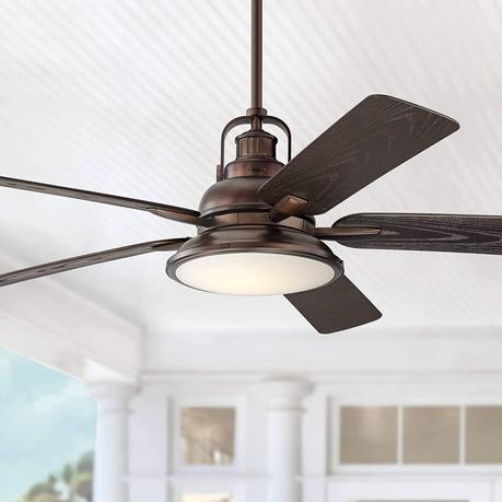 60 Wind And Sea Industrial Outdoor Ceiling Fan With Light Led Remote Control Dimmable Oil Brushed Bronze Brown Wet Rated For Patio Exterior House Porch Gazebo Garage Barn Casa Vieja