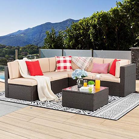 Vongrasig 6 Piec Wicker Patio Furniture Set Locamoda