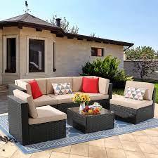 Find the latest outdoor tables, patio sofas & more. Amazon Com Vongrasig 6 Piece Small Patio Furniture Sets Outdoor Sectional Sofa All Weather Pe Wicker Patio Sofa Couch Garden Backyard Conversation Set With Glass Table Beige Cushions And Red Pillows Brown Kitchen