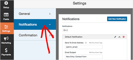 wpforms notification options