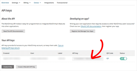 mailchimp API key