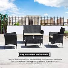 Best of all, you'll find affordable patio furniture, as well as all kinds of other outdoor furniture at the best value. Amazon Com Dimar Garden 4 Pieces Outdoor Patio Furniture Set Rattan Wicker Coffee Table And Chair Porch Conversation Black Garden Outdoor